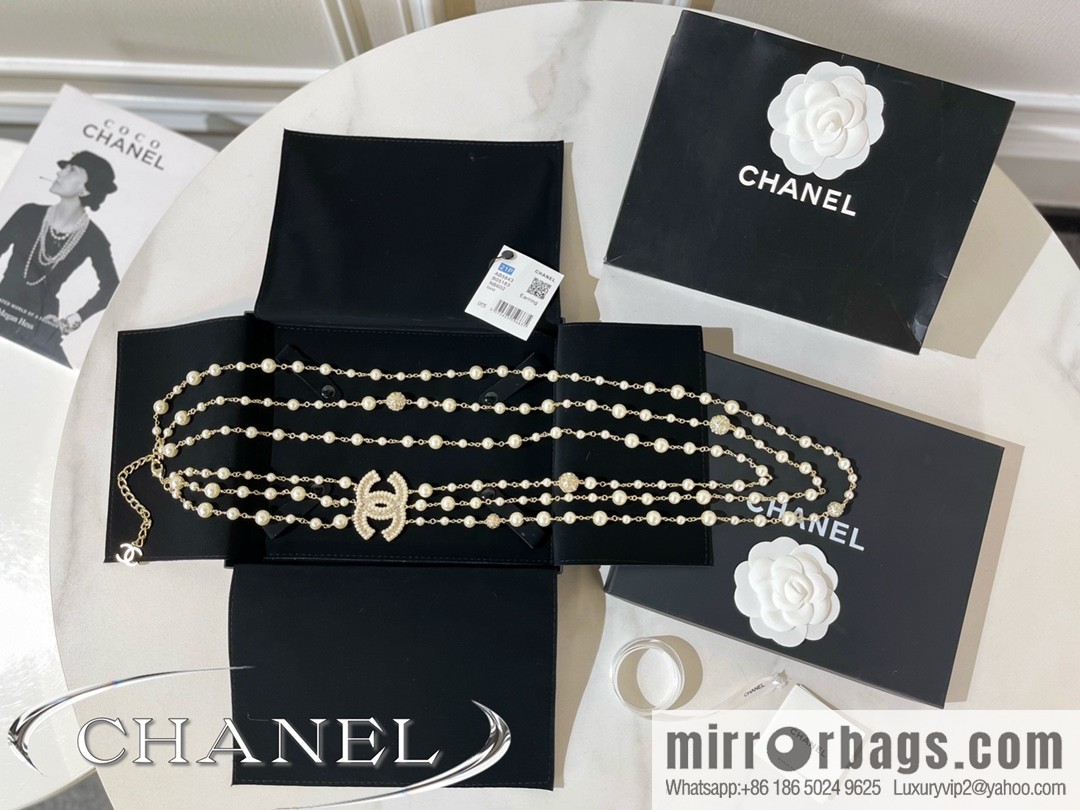 New ☑️ CHANEL Chanel double c three-layer pearl sweater chain necklace