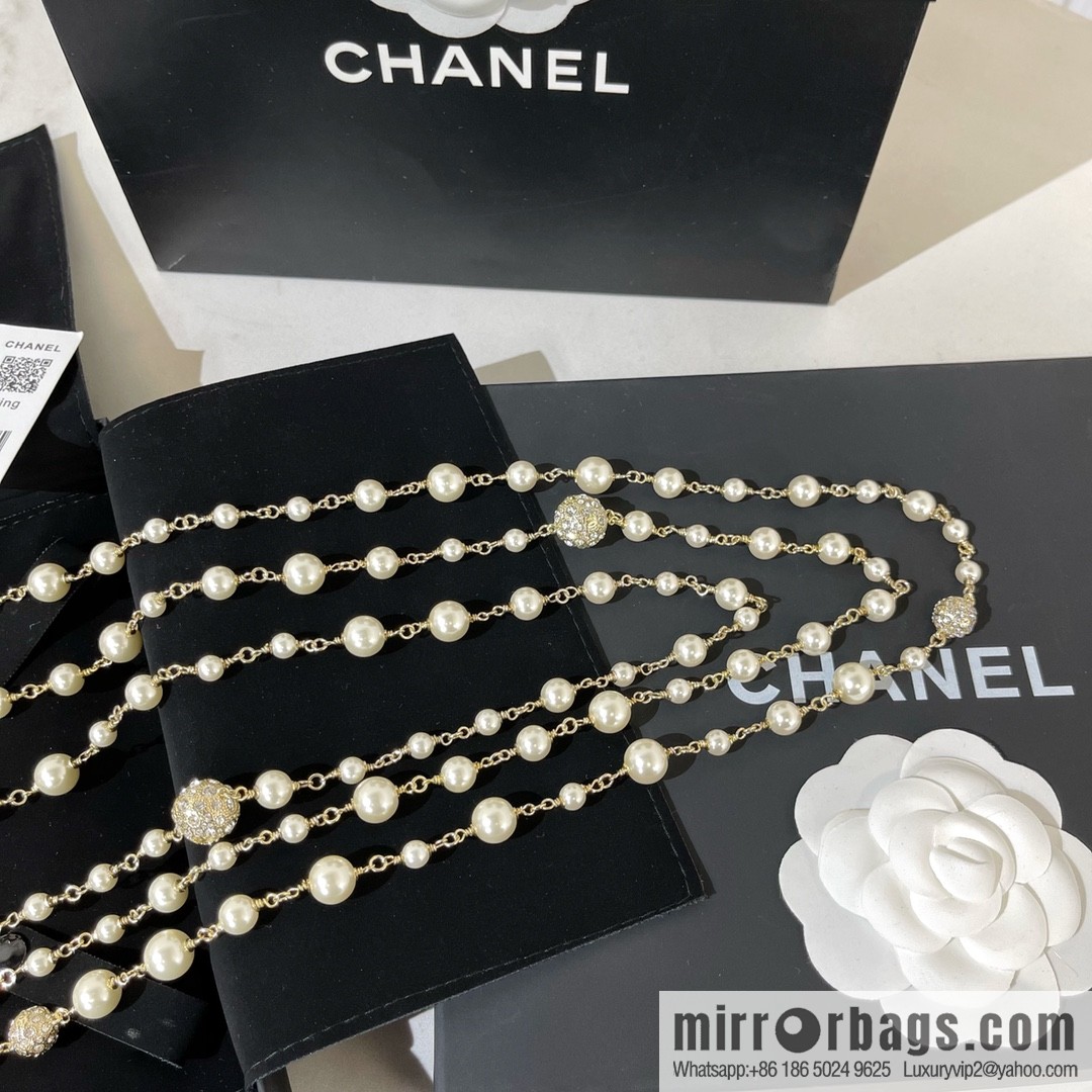 New ☑️ CHANEL Chanel double c three-layer pearl sweater chain necklace