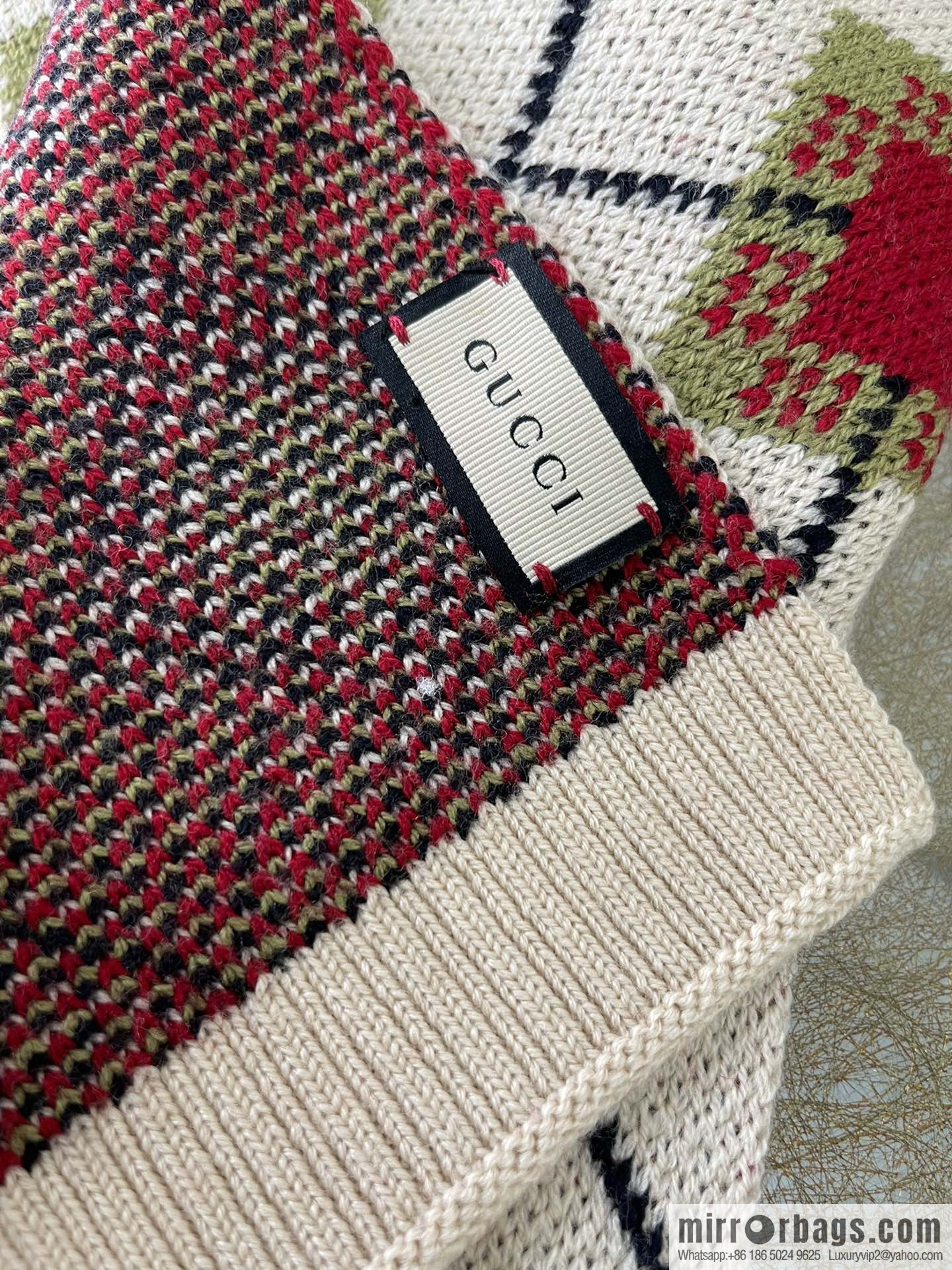 GUCCI Gucci geometric pattern 100% wool children's scarf 660631