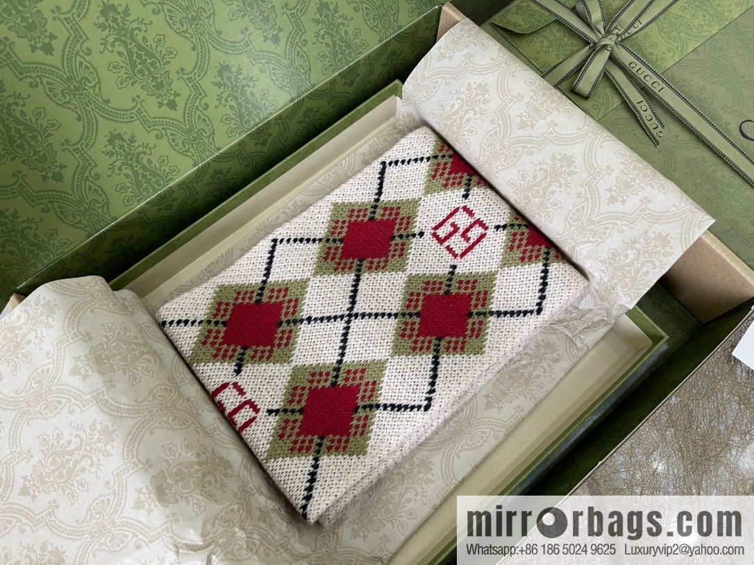 GUCCI Gucci geometric pattern 100% wool children's scarf 660631
