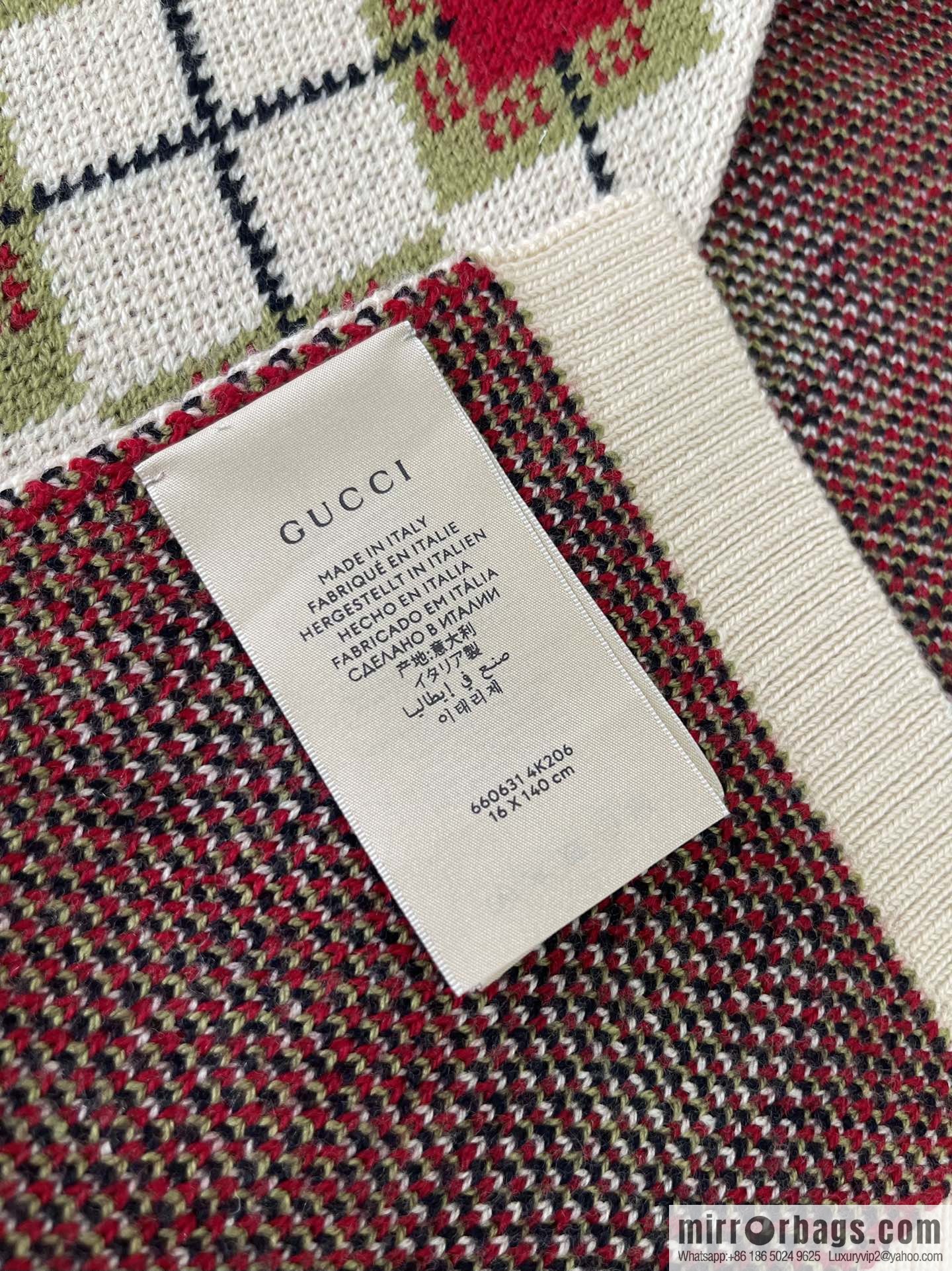 GUCCI Gucci geometric pattern 100% wool children's scarf 660631