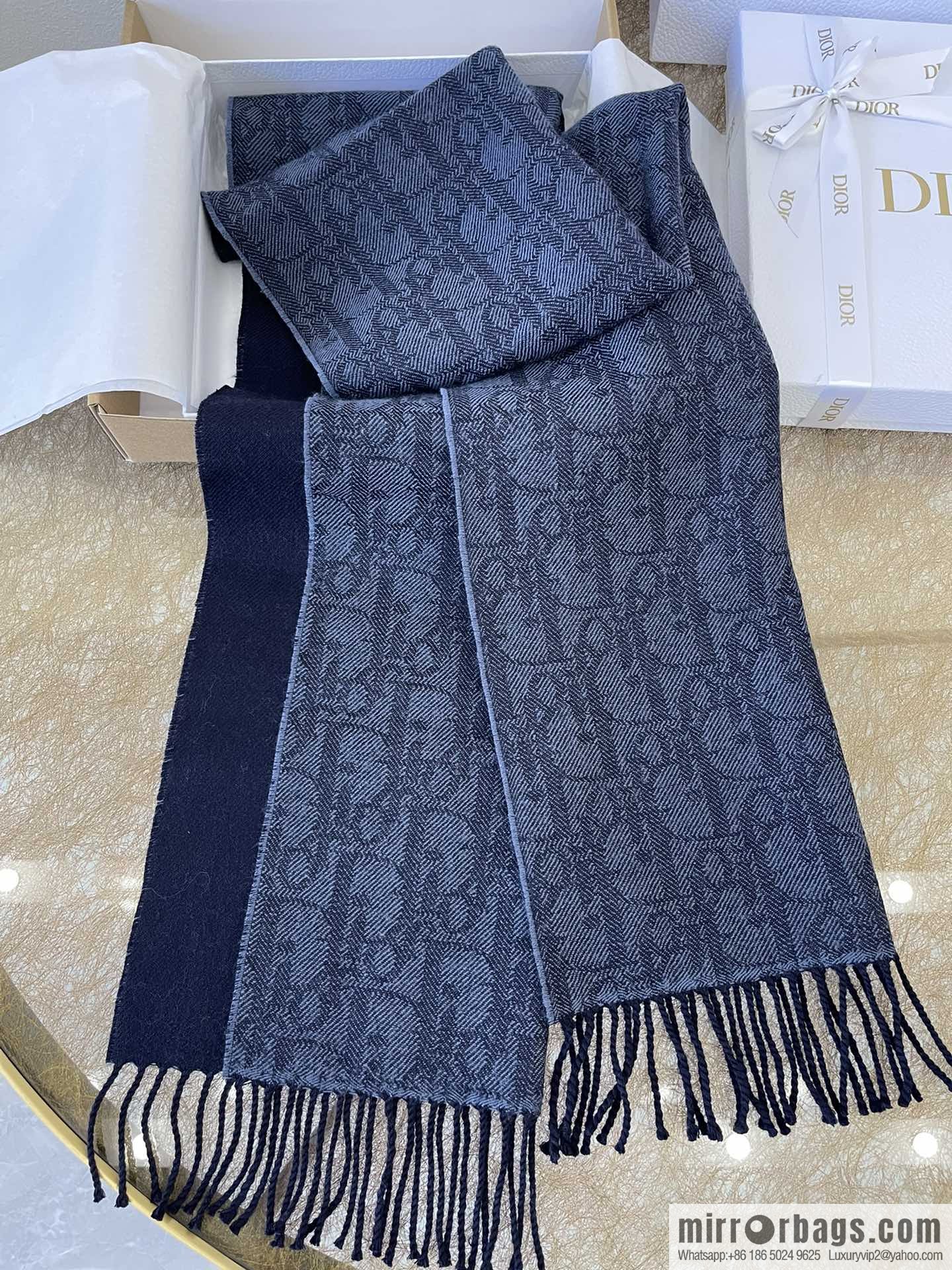 Dior Blue Oblique Print Unisex Scarf