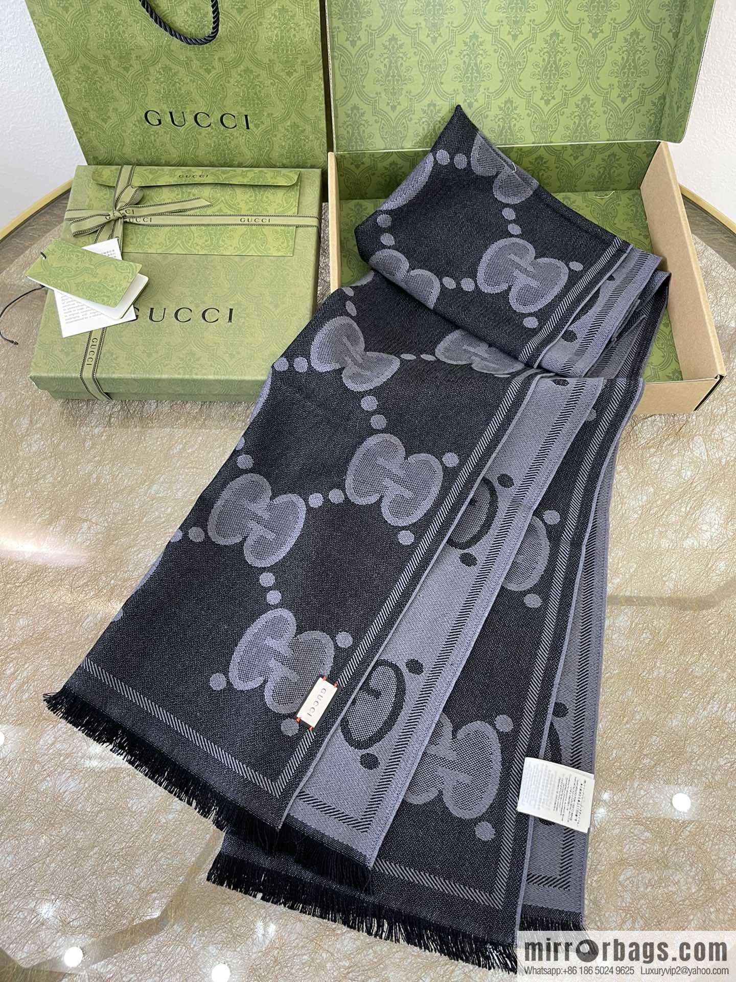 GUCCI Gucci GG logo wool jacquard scarf 598189