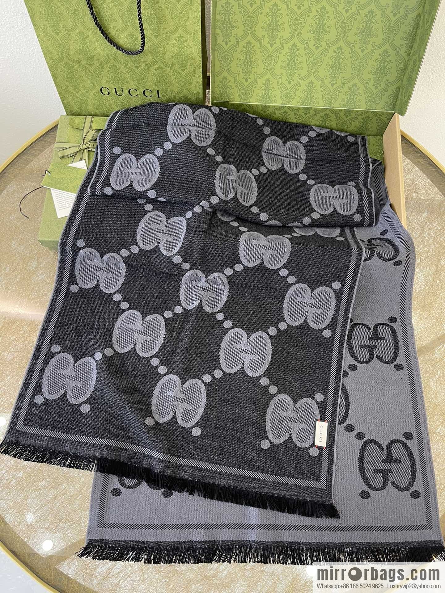 GUCCI Gucci GG logo wool jacquard scarf 598189
