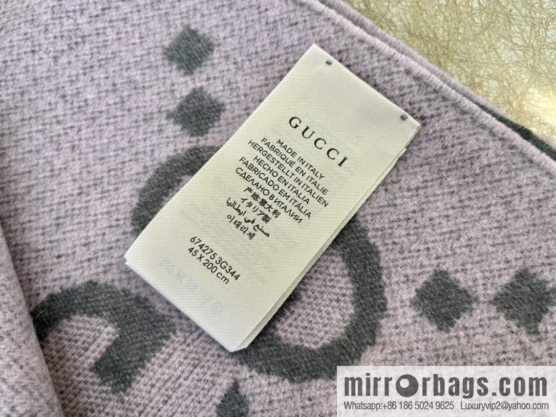 GUCCI Gucci GG pattern fringed detail pure cashmere scarf 674275