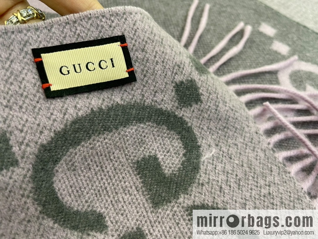 GUCCI Gucci GG pattern fringed detail pure cashmere scarf 674275