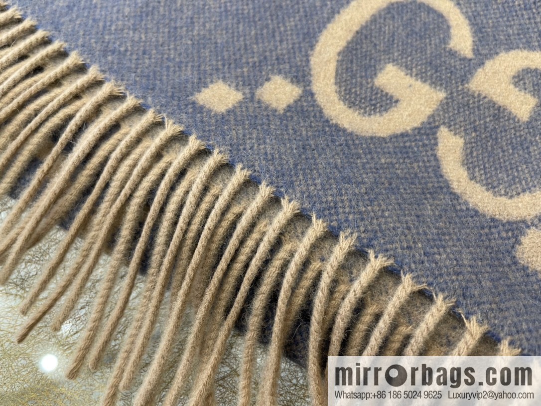 GUCCI Gucci GG pattern fringed detail pure cashmere scarf 674275