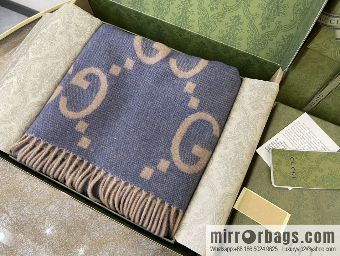 GUCCI Gucci GG pattern fringed detail pure cashmere scarf 674275