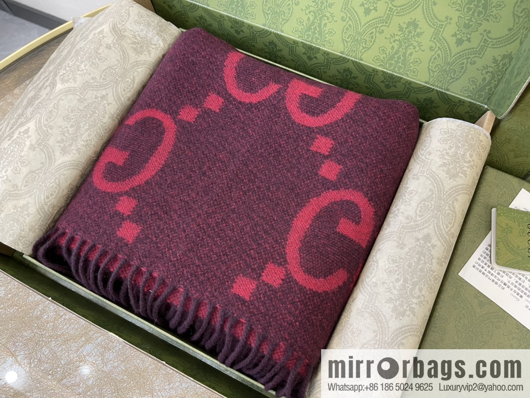 GUCCI Gucci GG pattern fringed detail pure cashmere scarf 674275