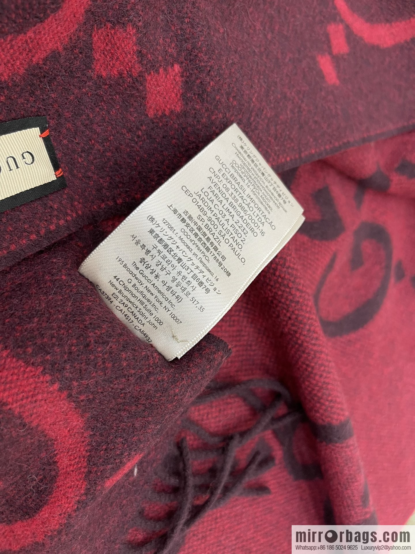 GUCCI Gucci GG pattern fringed detail pure cashmere scarf 674275