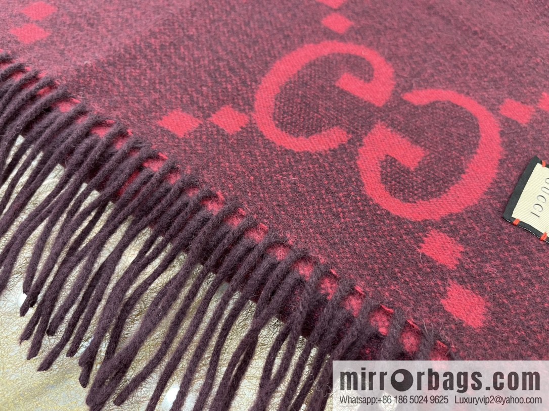 GUCCI Gucci GG pattern fringed detail pure cashmere scarf 674275