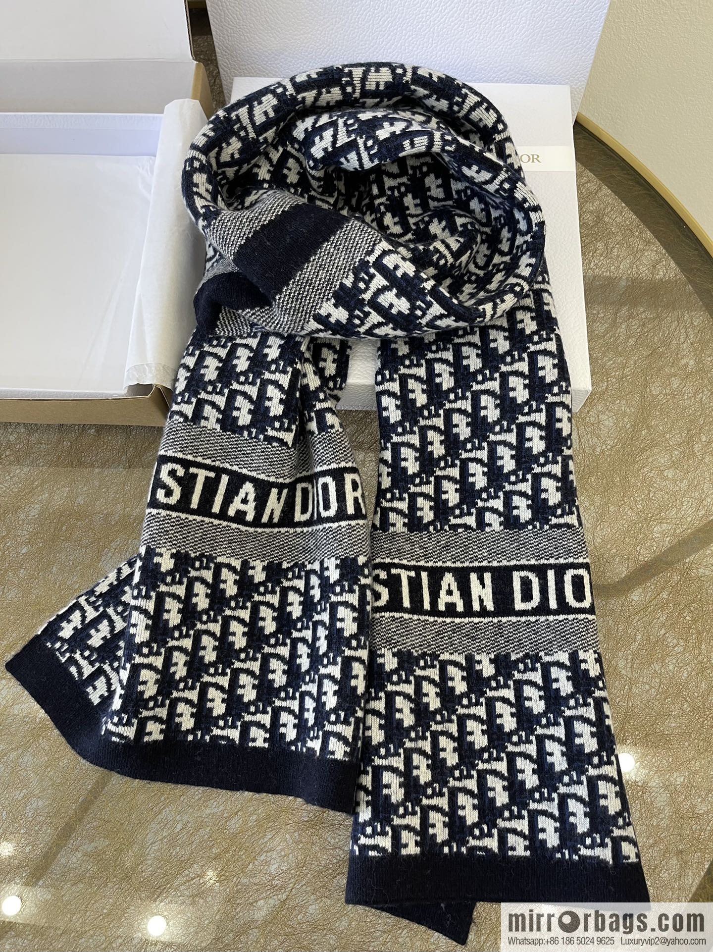 Dior Oblique printed wool-cashmere-blend scarf 91CDO313I171_C540