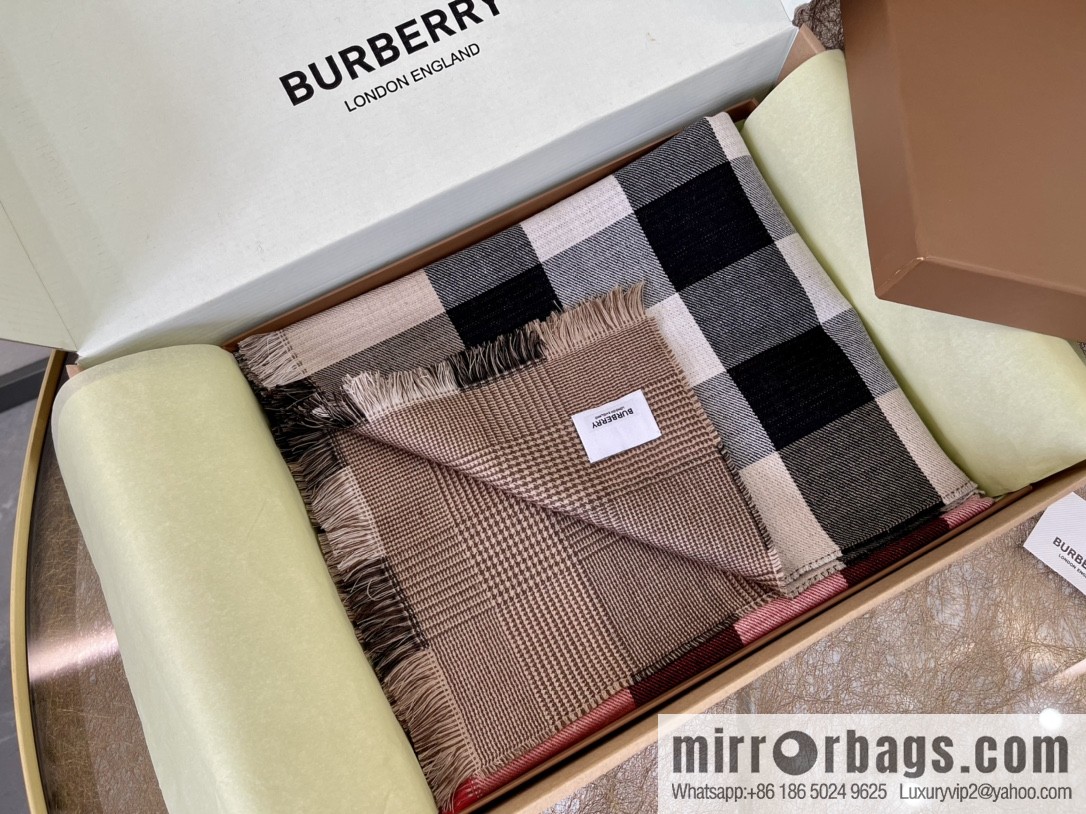 Burberry 100% Cashmere Double Sided Scarf Large Shawl