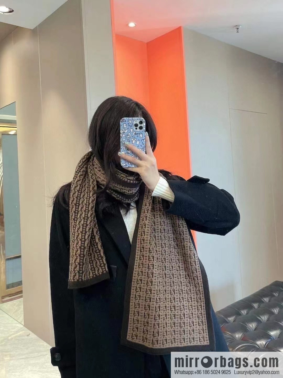FENDI Fendi FF miniature pattern new knitted wool scarf