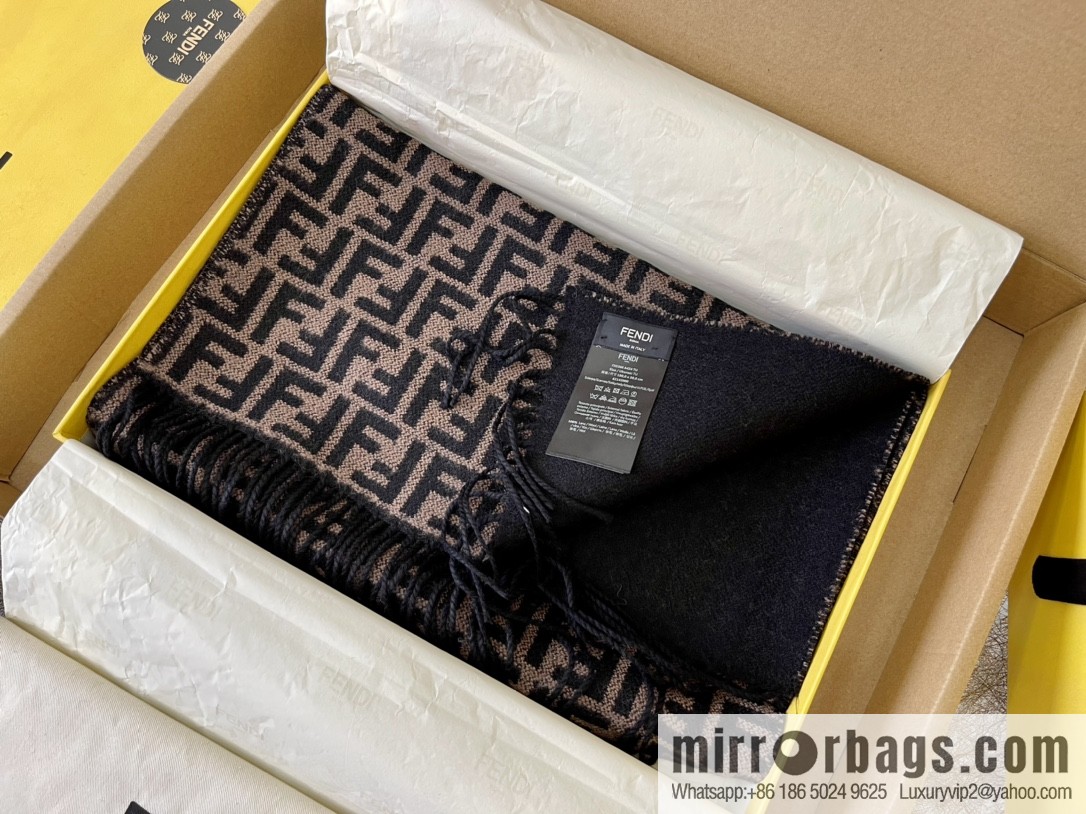 FENDI Fendi FF small letter jacquard 100% wool scarf FXS366