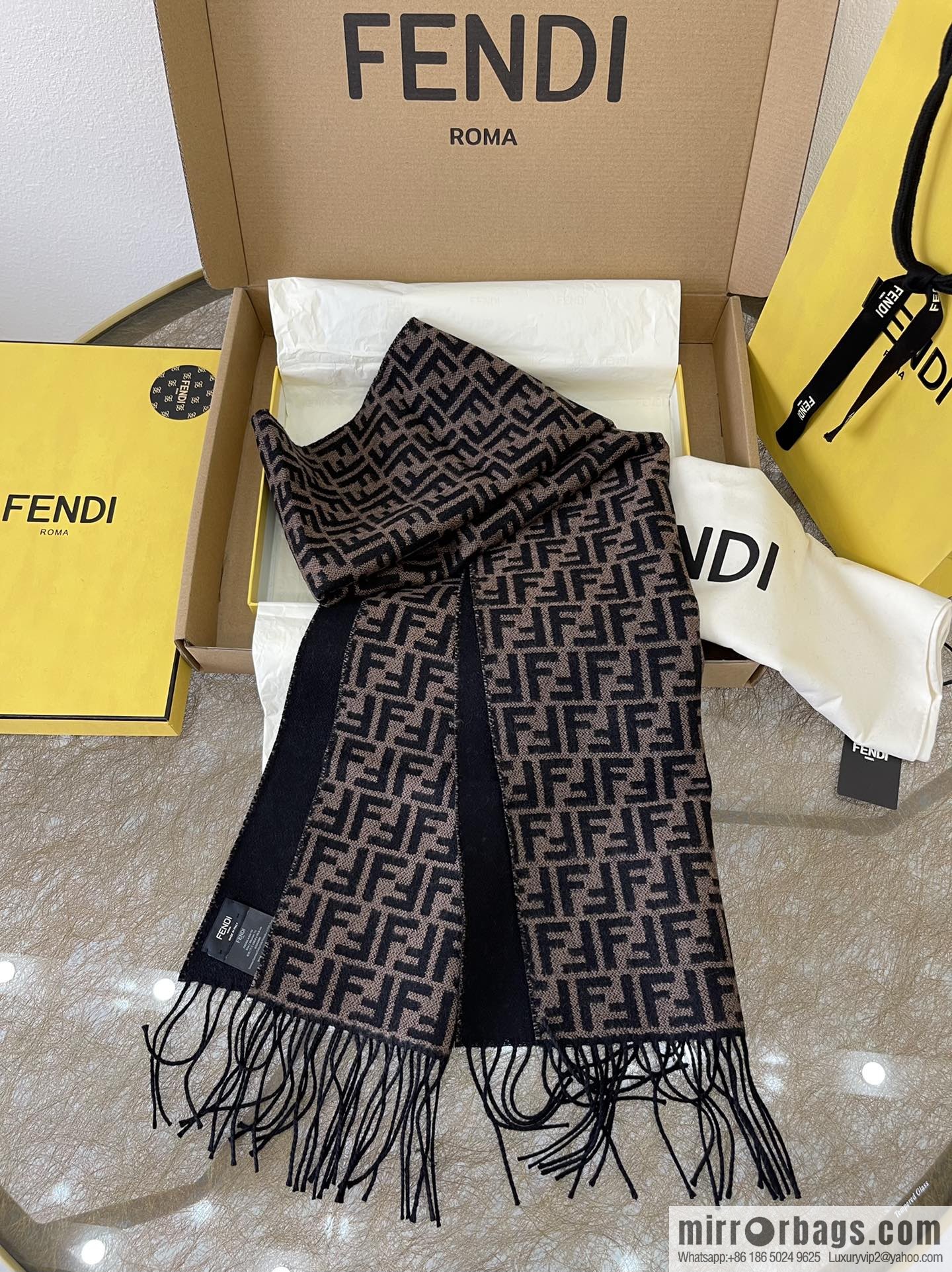 FENDI Fendi FF small letter jacquard 100% wool scarf FXS366