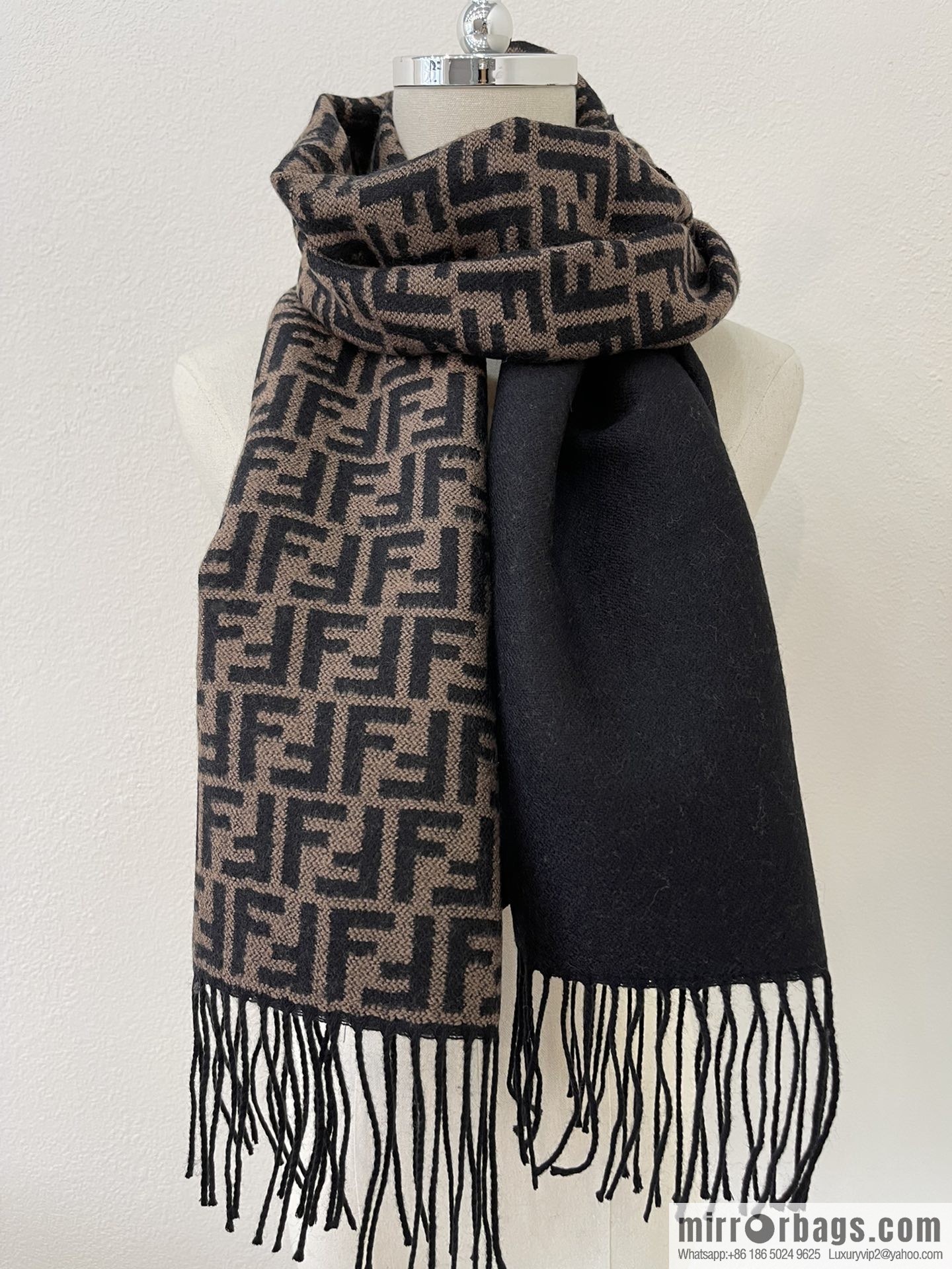 FENDI Fendi FF small letter jacquard 100% wool scarf FXS366