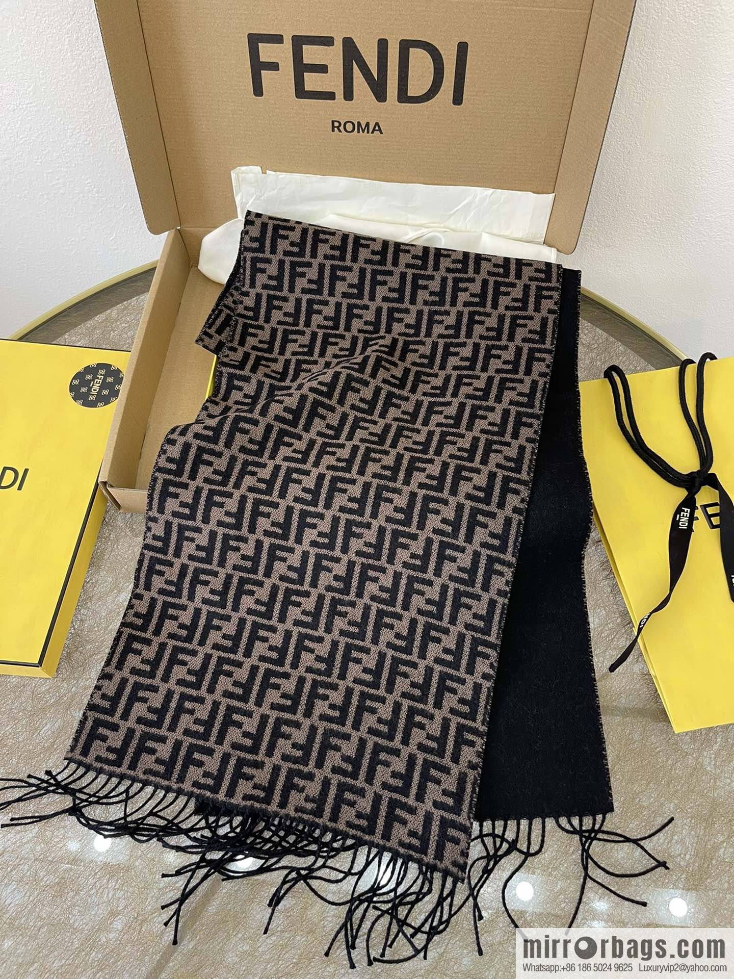 FENDI Fendi FF small letter jacquard 100% wool scarf FXS366