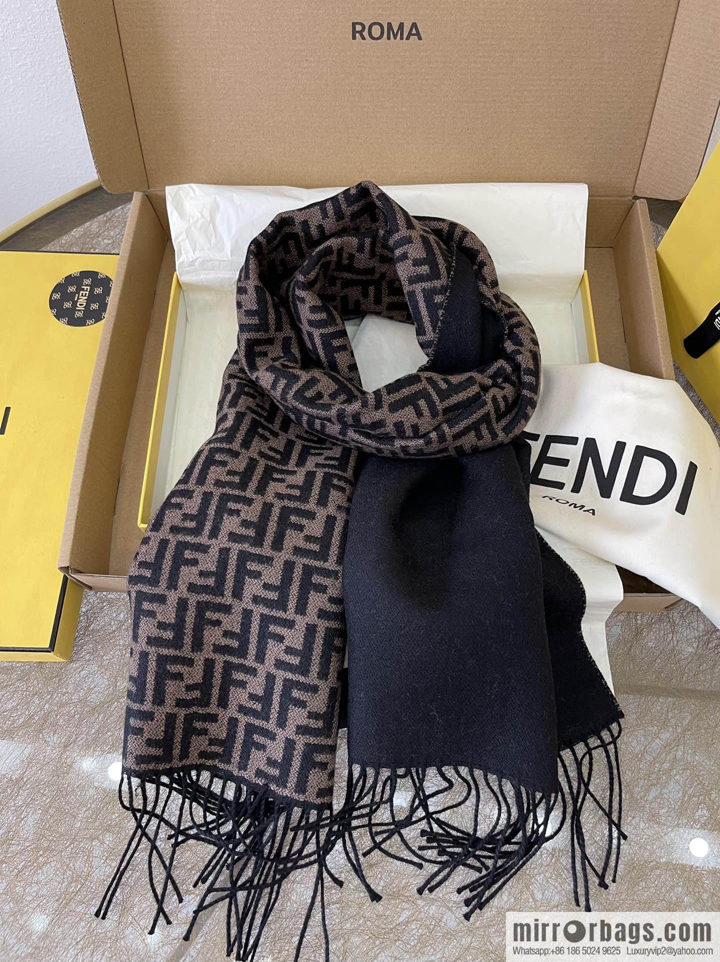FENDI Fendi FF small letter jacquard 100% wool scarf FXS366