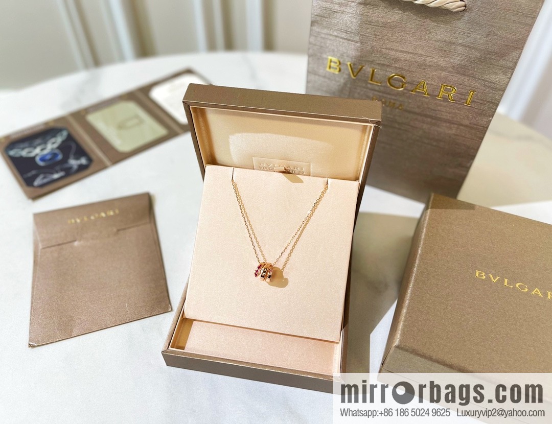 BVLGARI Bulgari classic snake bone pink diamond necklace