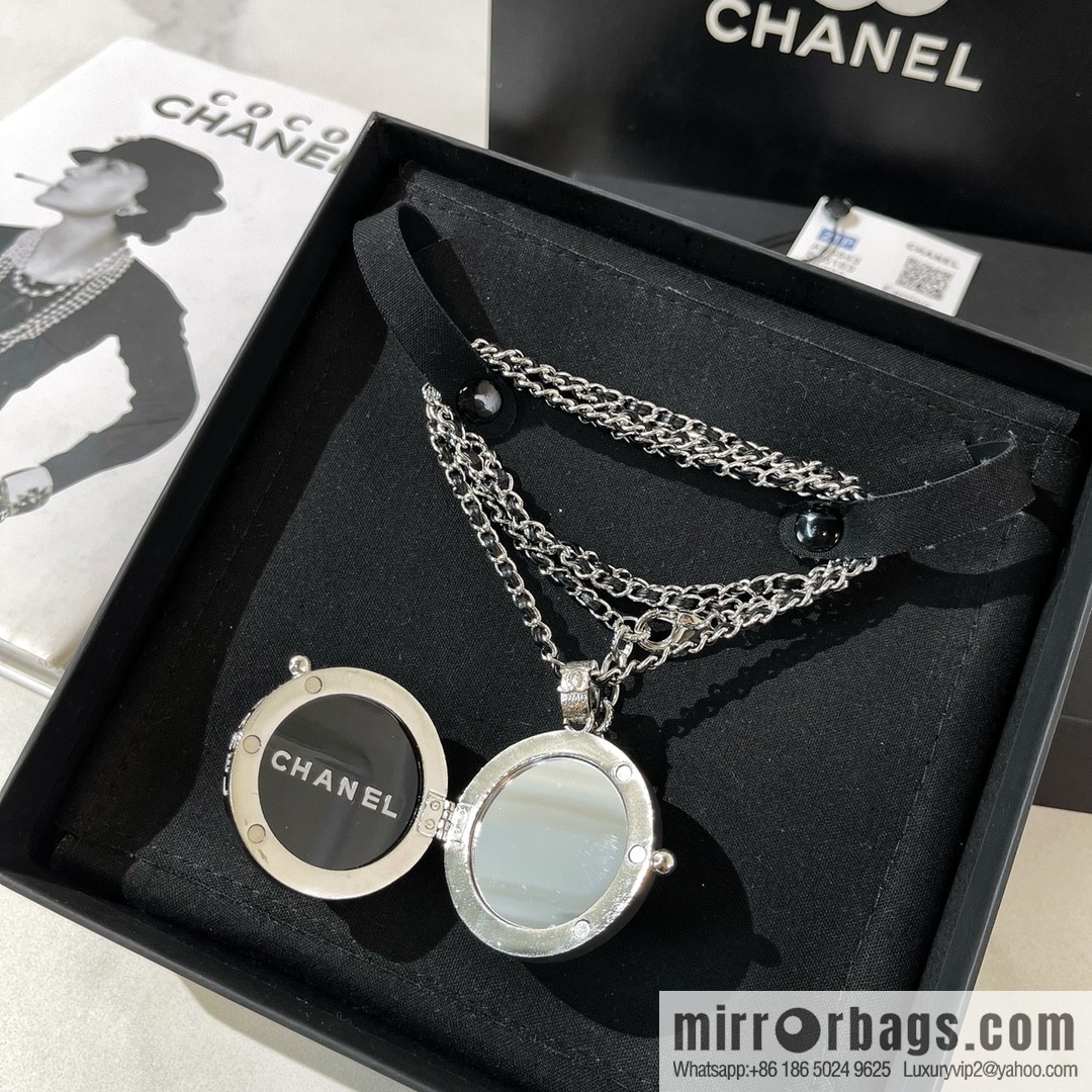 CHANEL Chanel full diamond double c mirror ball necklace sweater chain