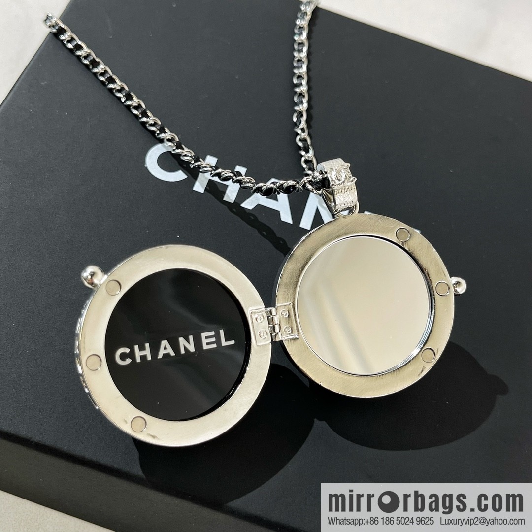 CHANEL Chanel full diamond double c mirror ball necklace sweater chain
