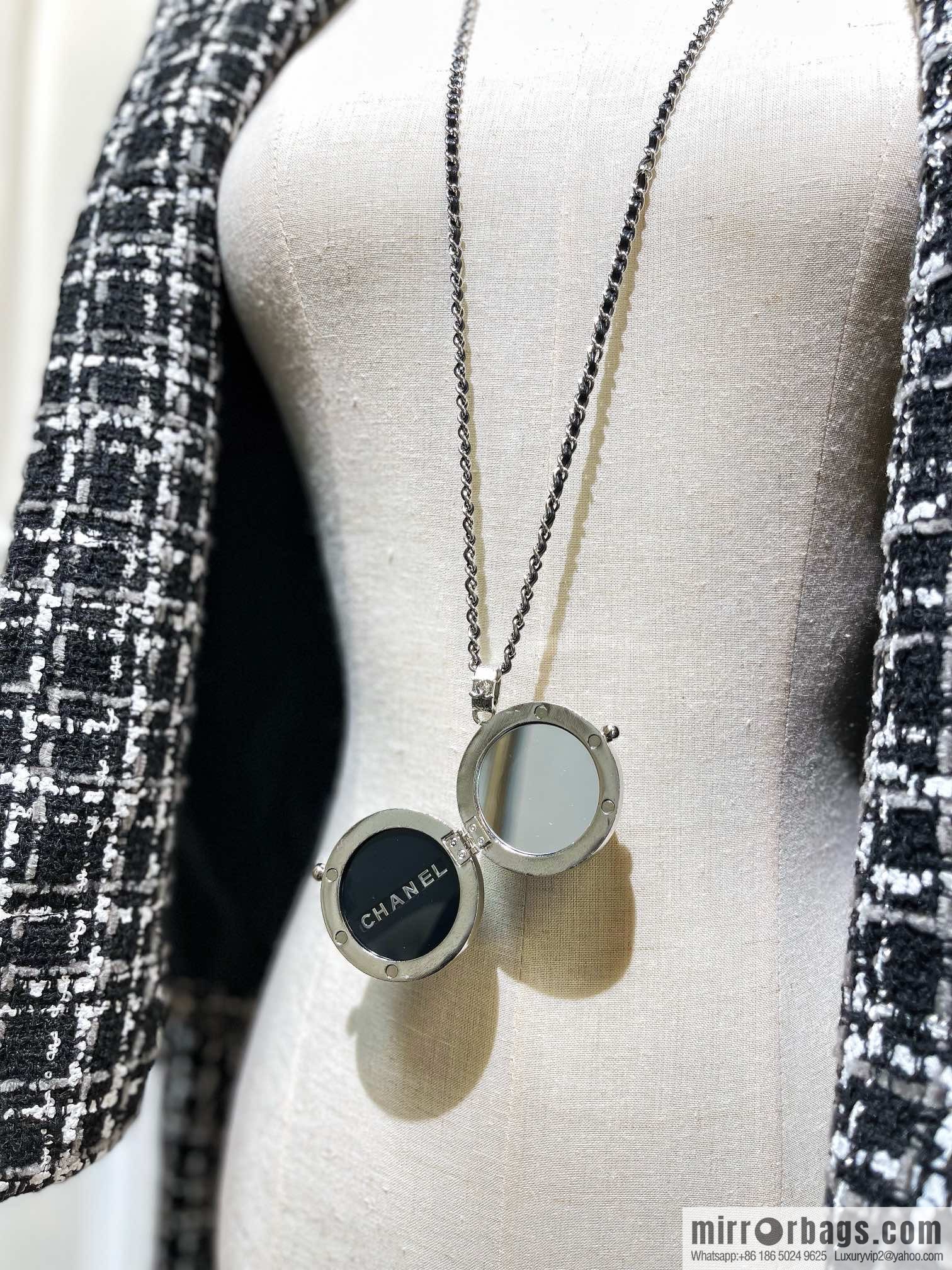 CHANEL Chanel full diamond double c mirror ball necklace sweater chain