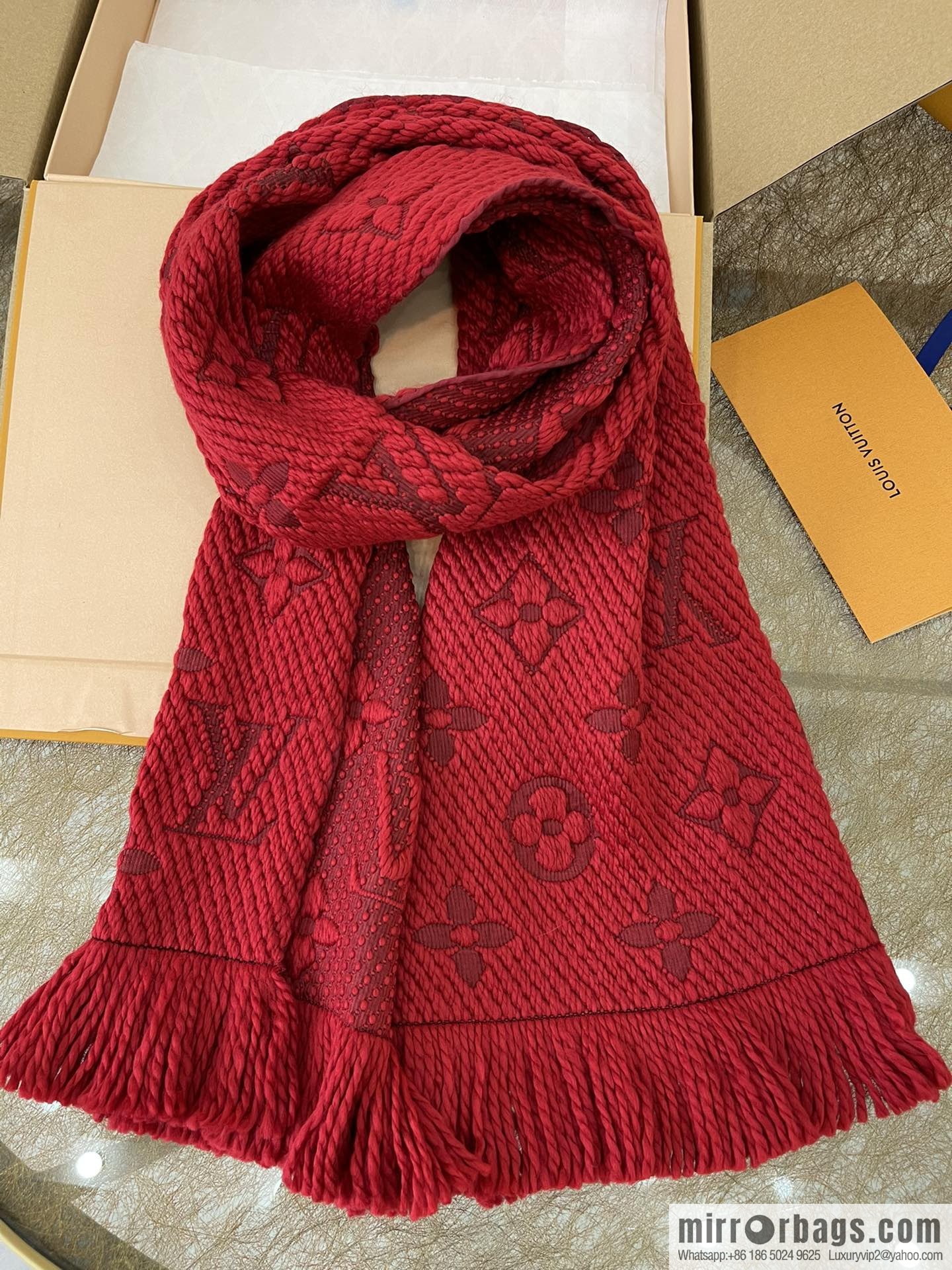 LV Louis Vuitton Monogram large flower pattern wool scarf M72432
