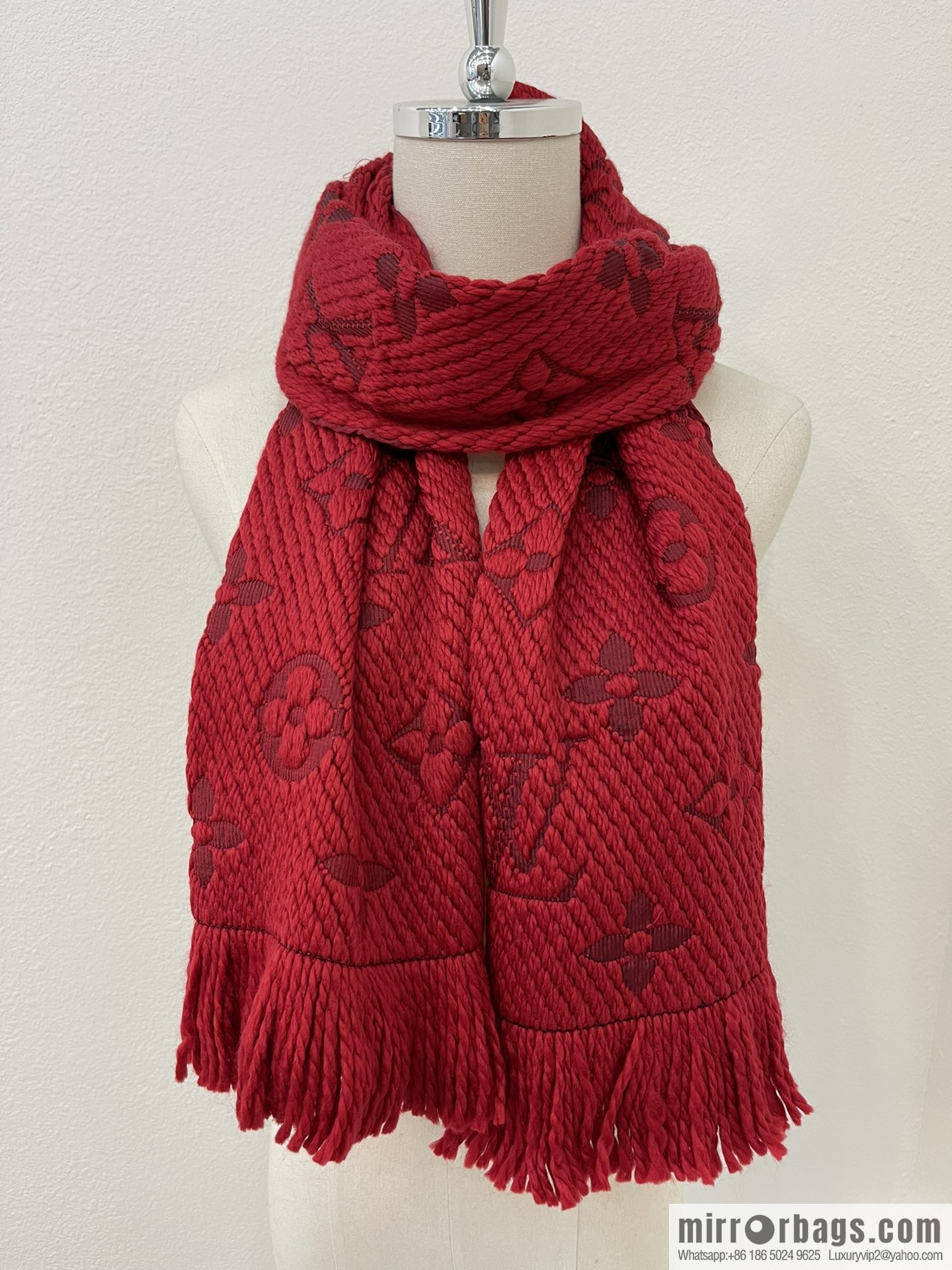 LV Louis Vuitton Monogram large flower pattern wool scarf M72432