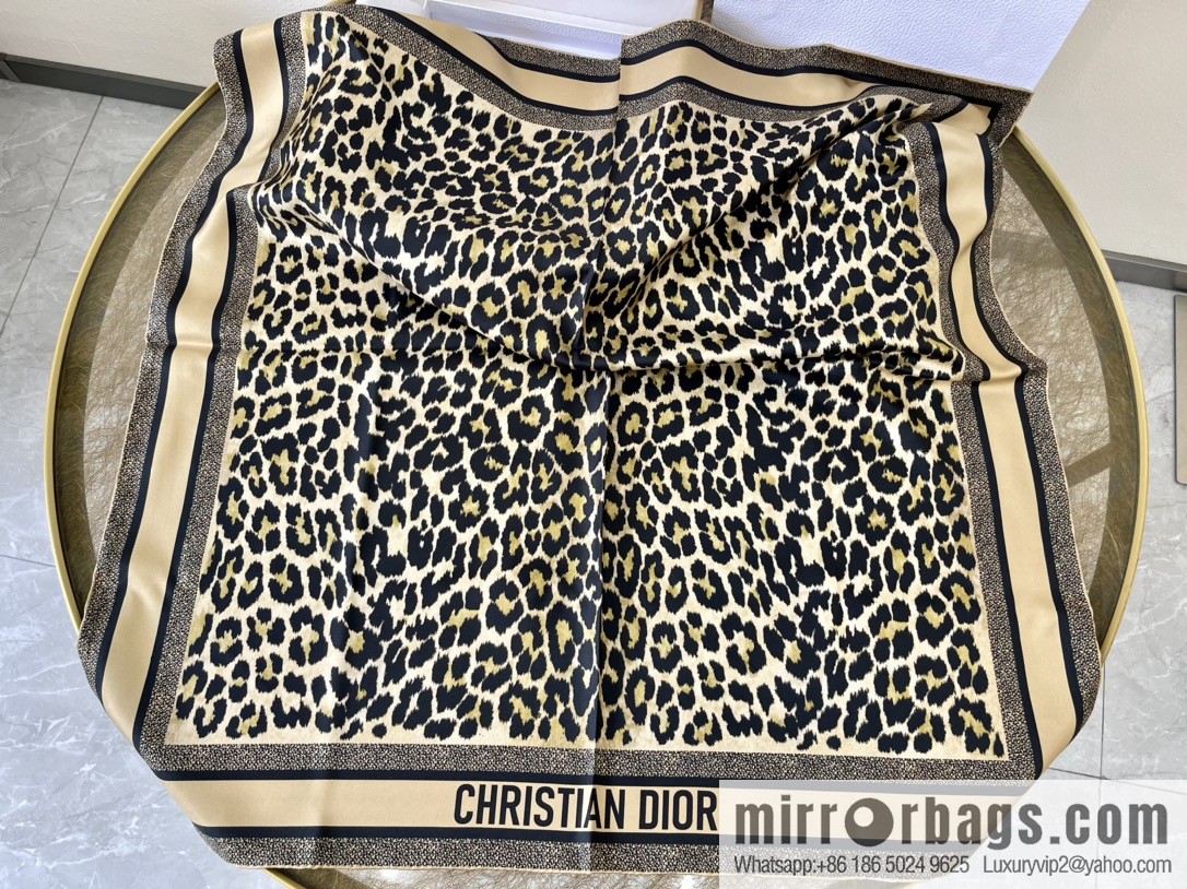 Dior grey leopard print 100% silk scarf