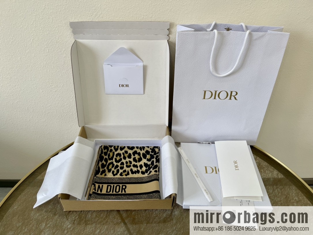 Dior grey leopard print 100% silk scarf