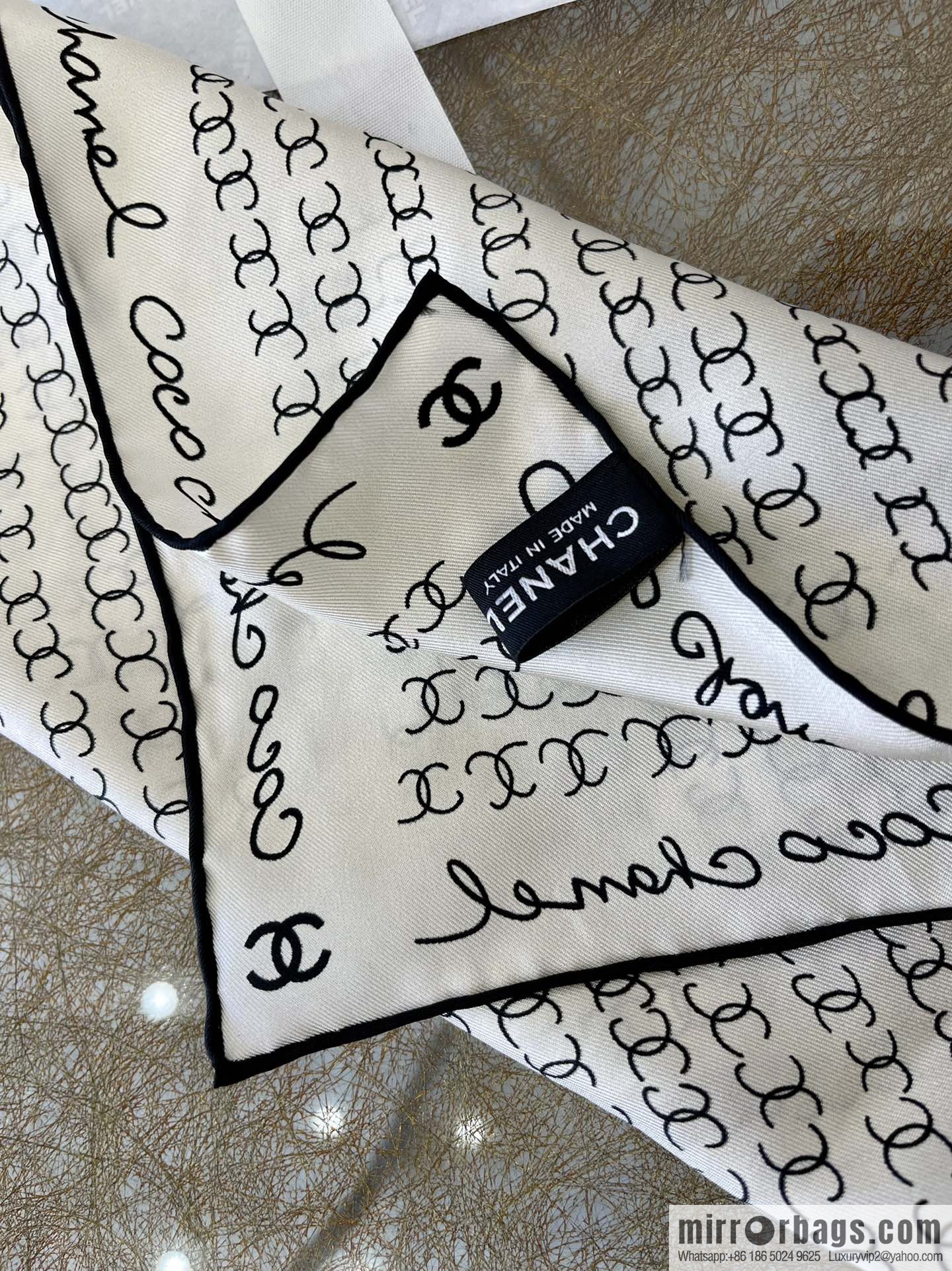 CHANEL CHANEL CC Letter 100% Silk Small Square