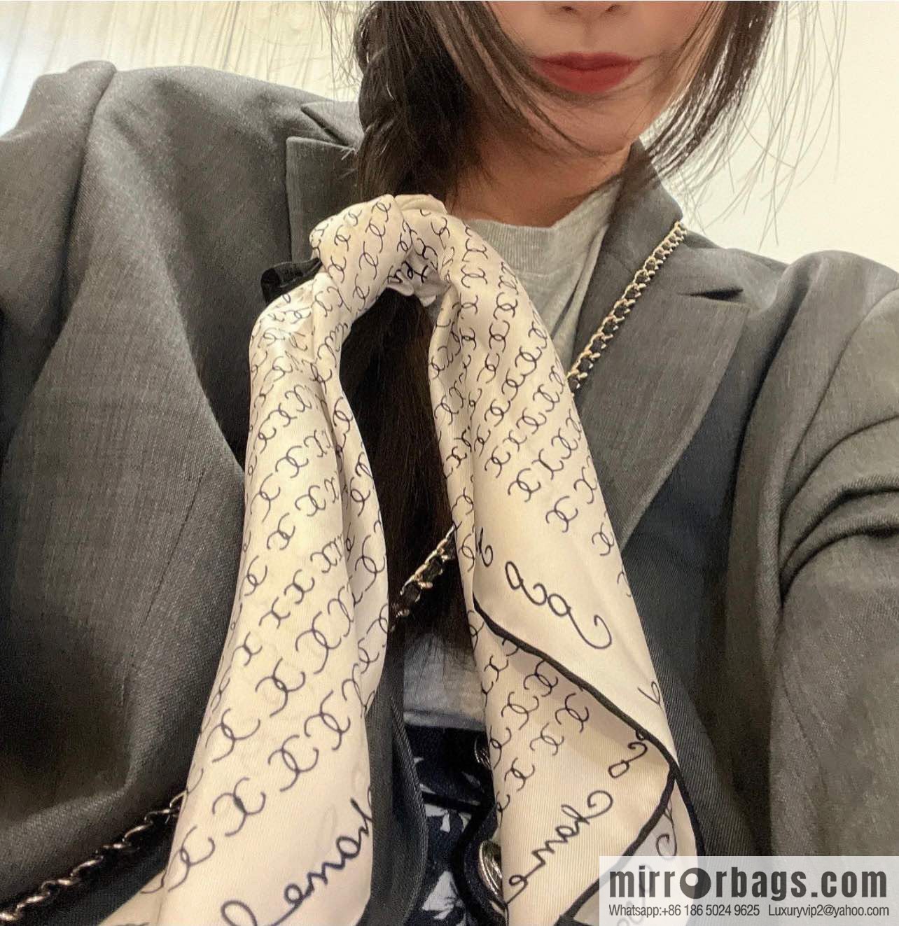 CHANEL CHANEL CC Letter 100% Silk Small Square