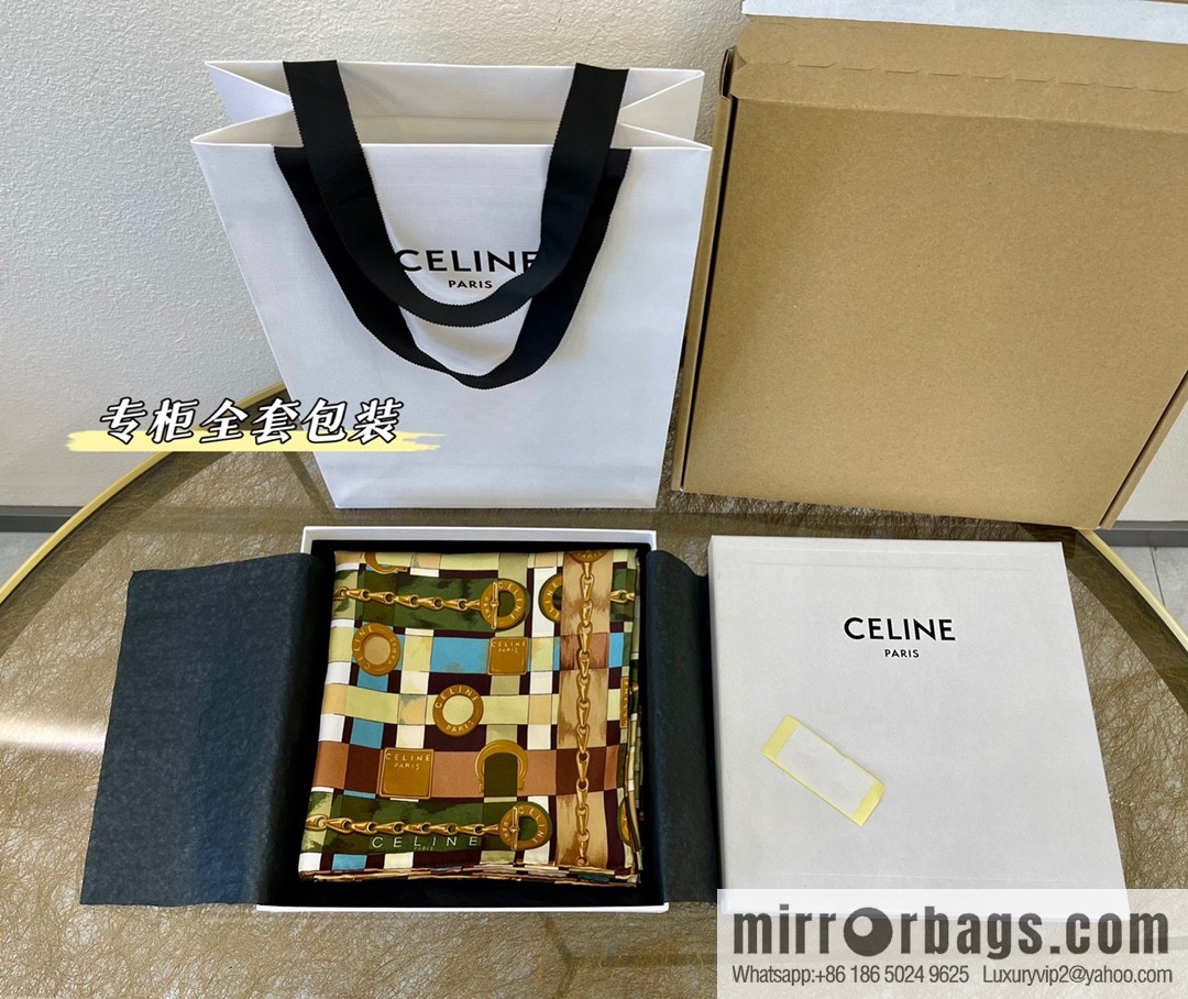 CELINE 100% silk medieval silk scarf
