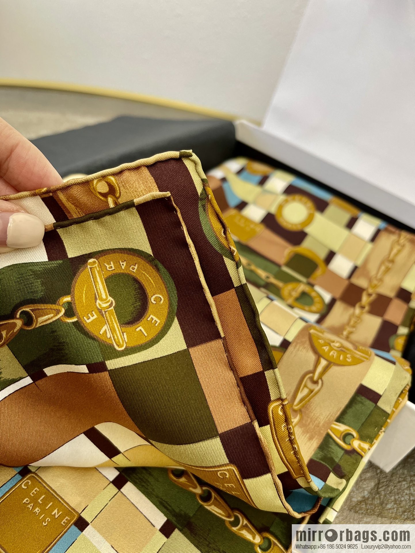 CELINE 100% silk medieval silk scarf
