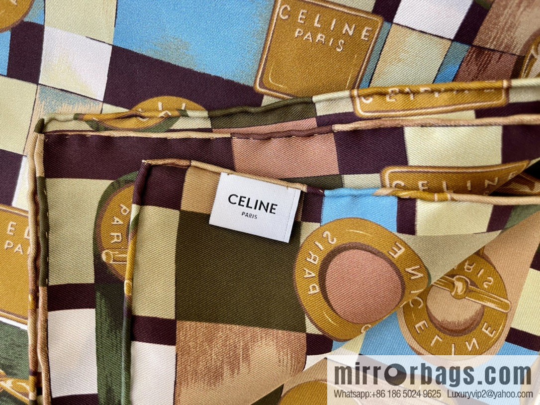 CELINE 100% silk medieval silk scarf