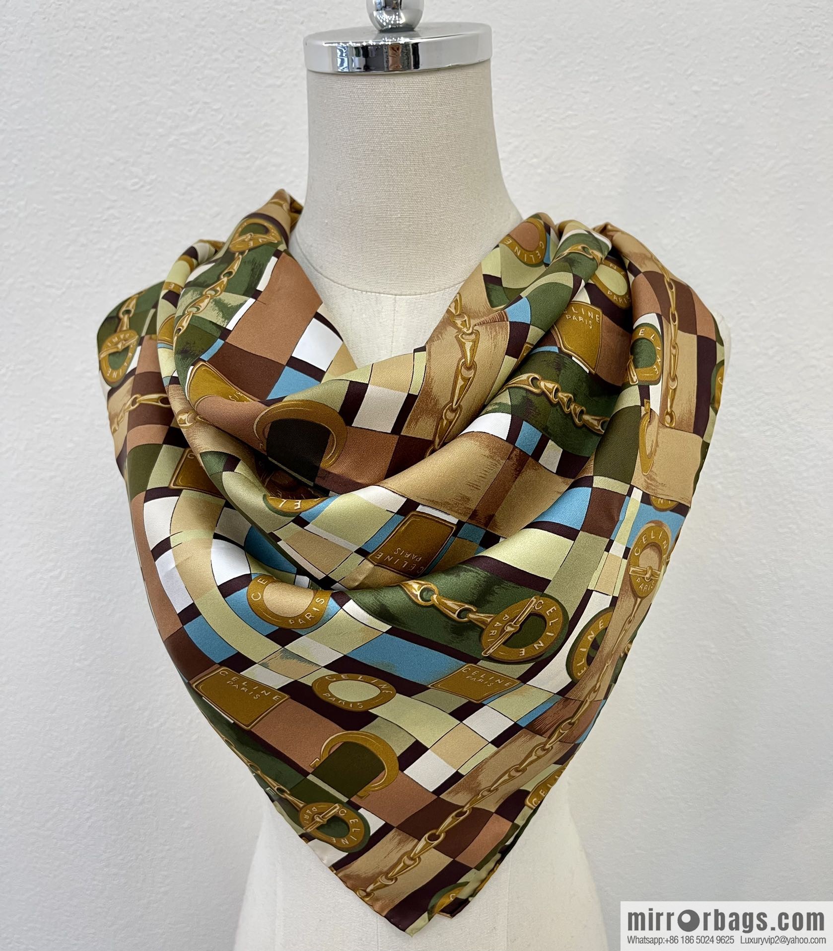 CELINE 100% silk medieval silk scarf