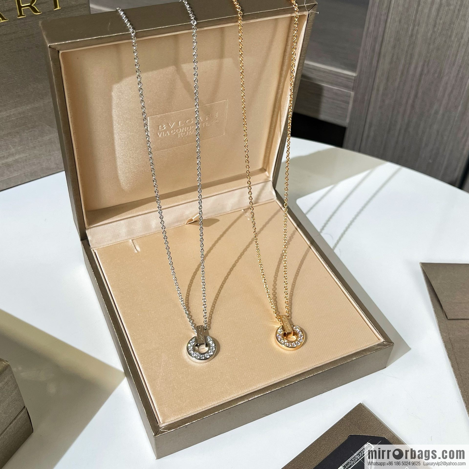 BVLGARI Bulgari diamond round cake earrings necklace