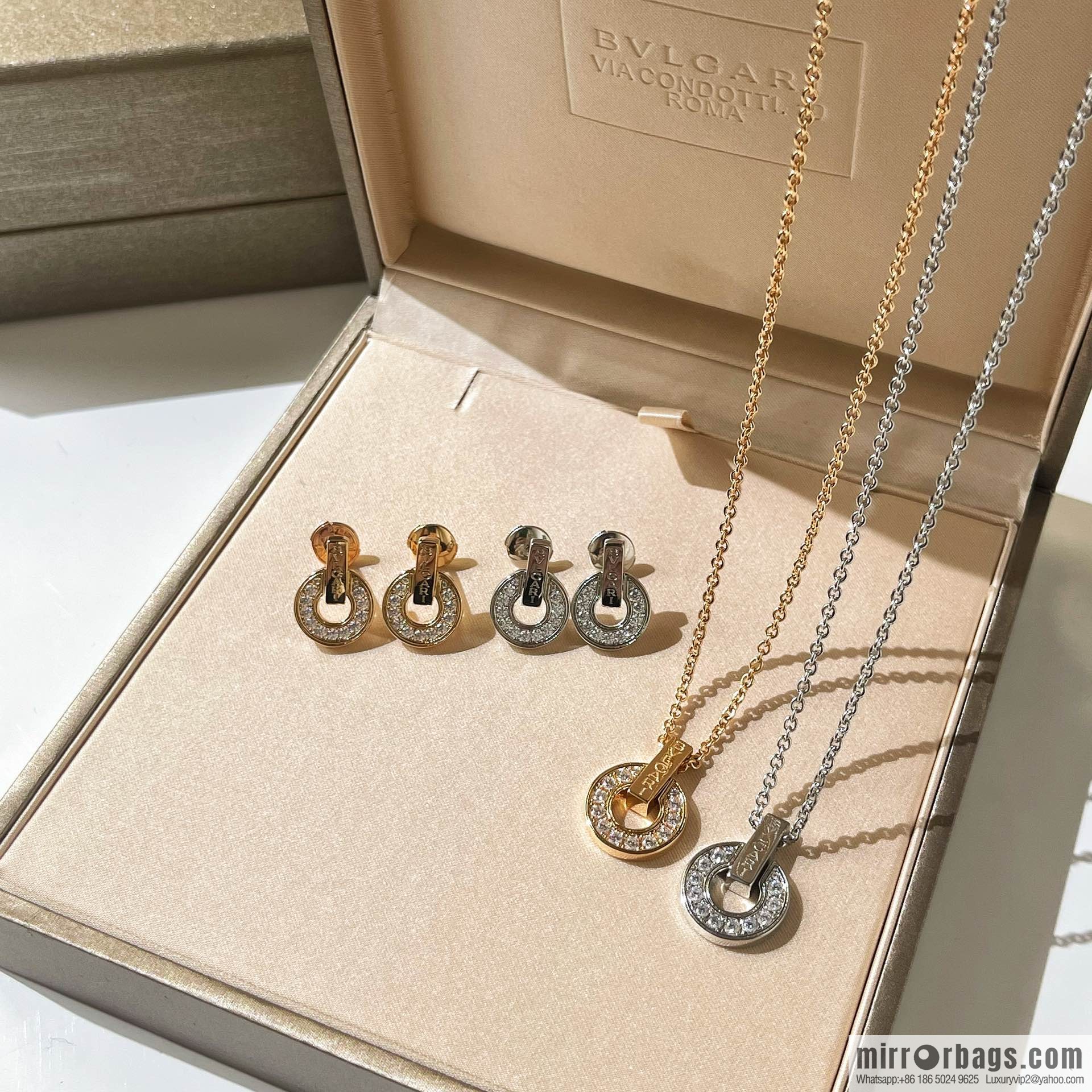 BVLGARI Bulgari diamond round cake earrings necklace