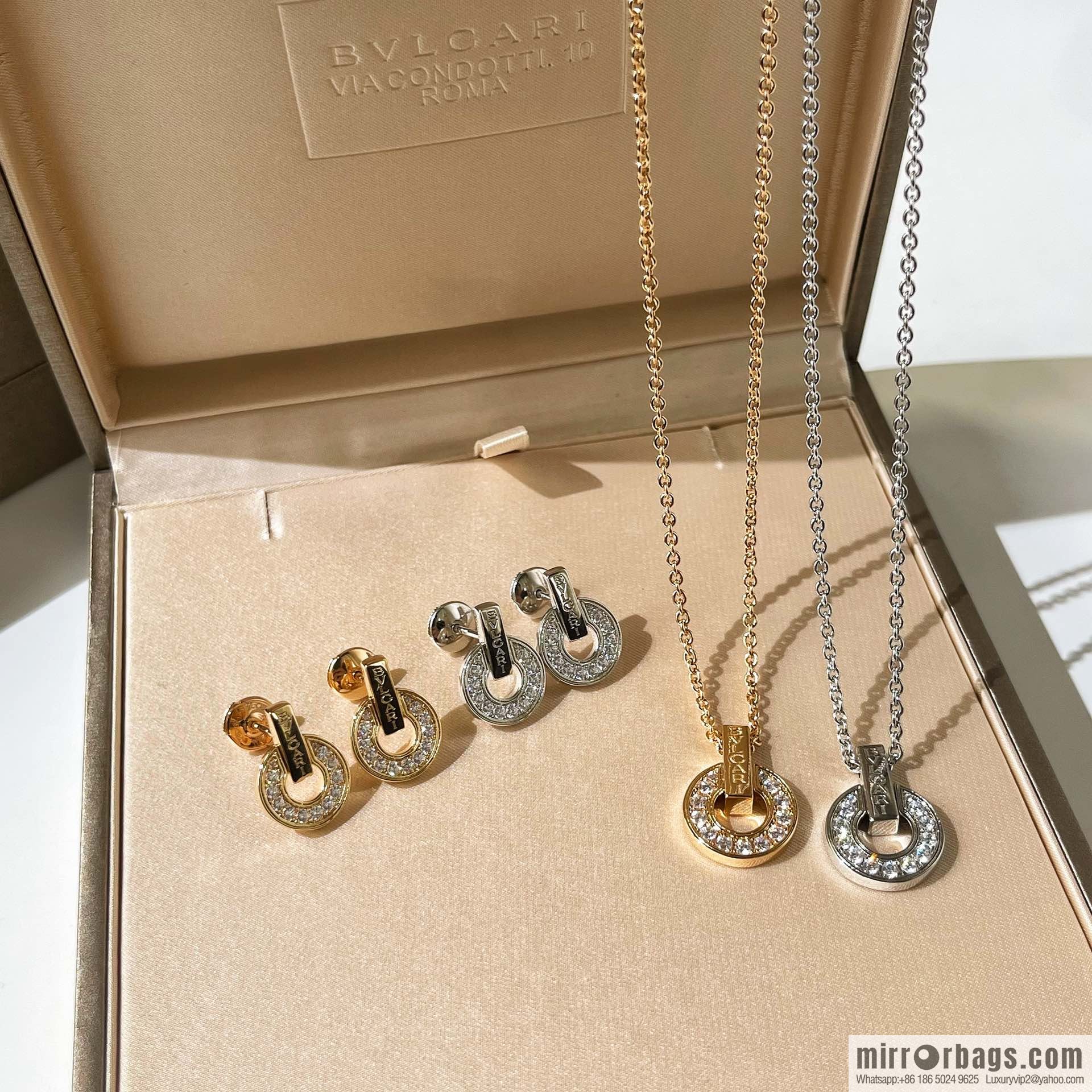 BVLGARI Bulgari diamond round cake earrings necklace