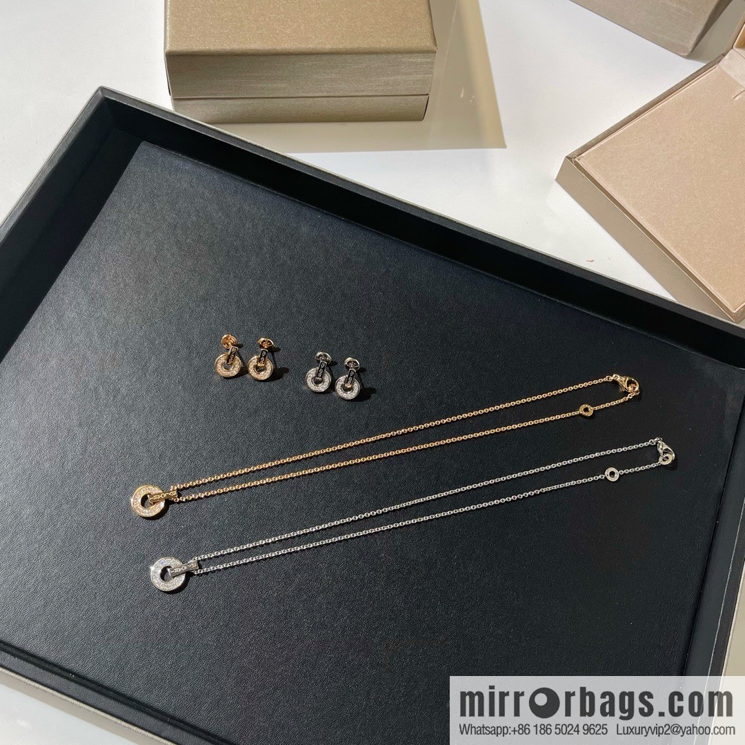 BVLGARI Bulgari diamond round cake earrings necklace