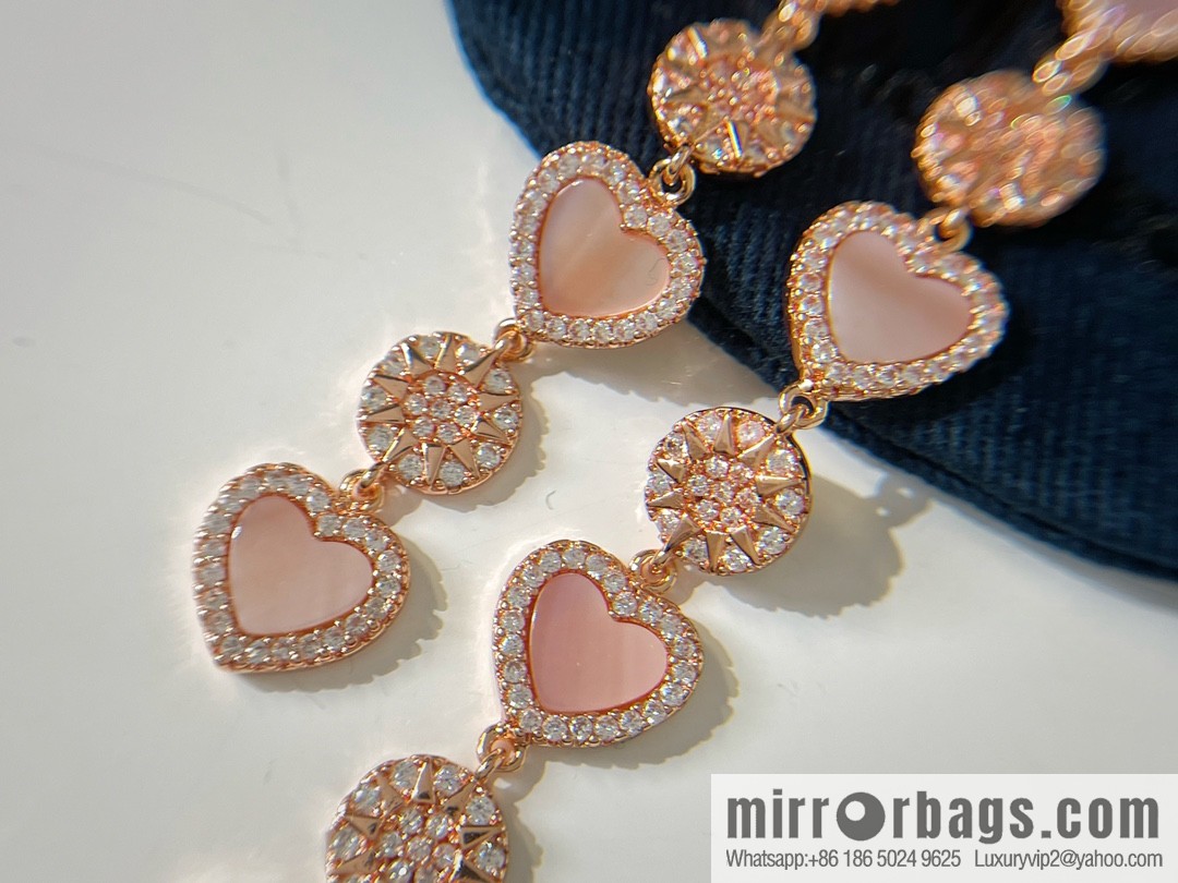 APM Monaco pink mother shell love pendant earrings