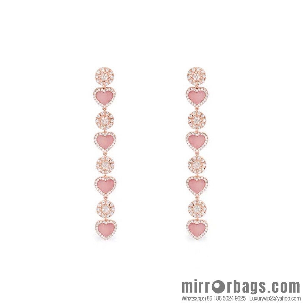 APM Monaco pink mother shell love pendant earrings