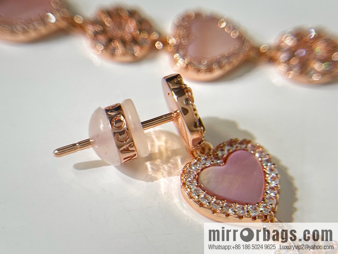 APM Monaco pink mother shell love pendant earrings