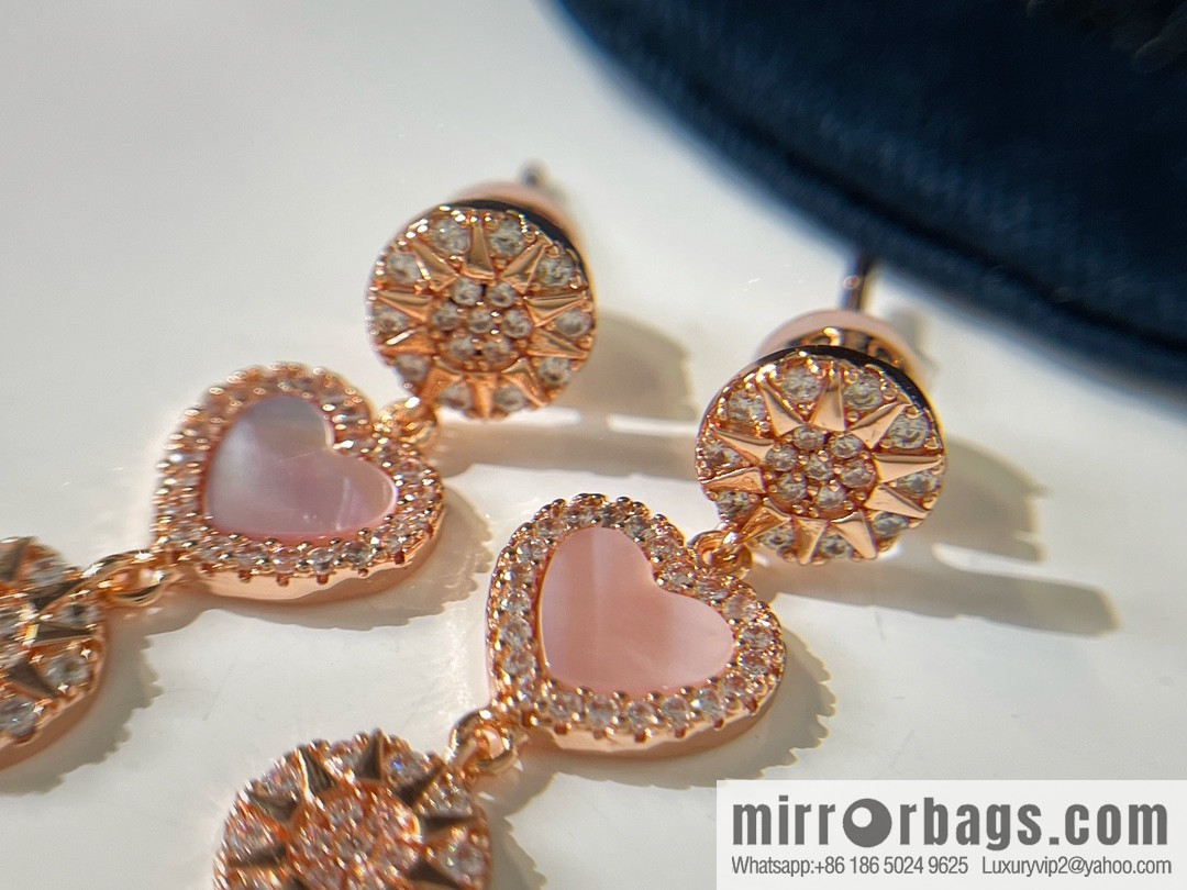 APM Monaco pink mother shell love pendant earrings