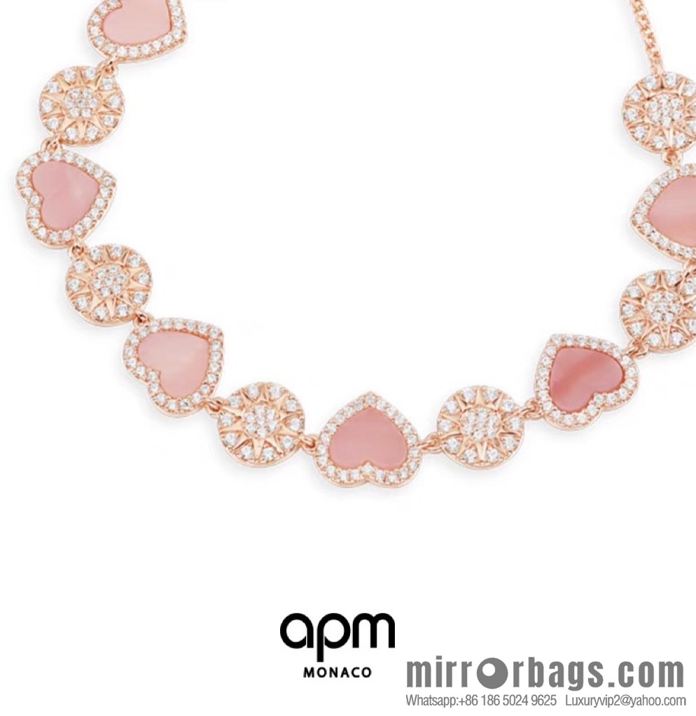 APM Monaco pink mother shell heart connected adjustable bracelet