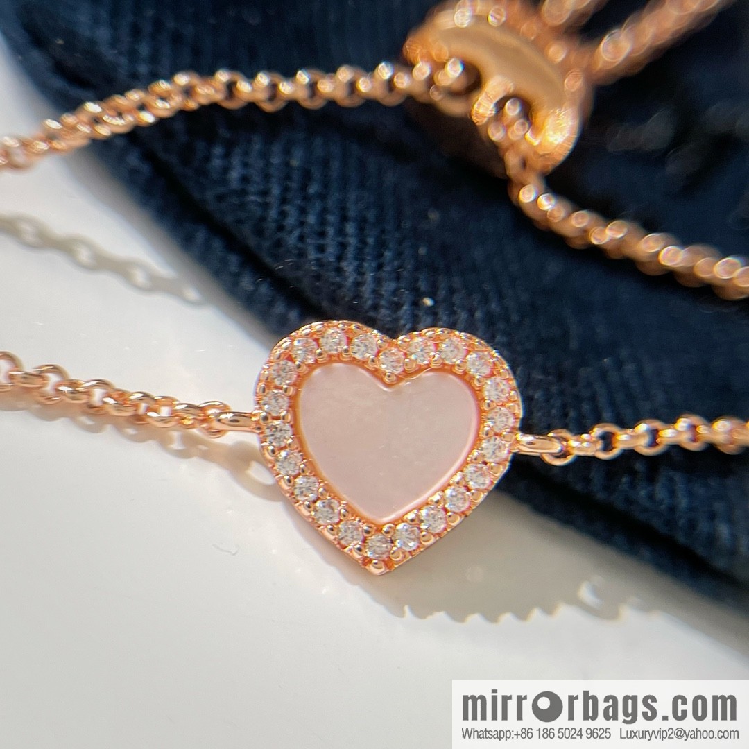 APM Monaco pink mother shell love bracelet adjustable