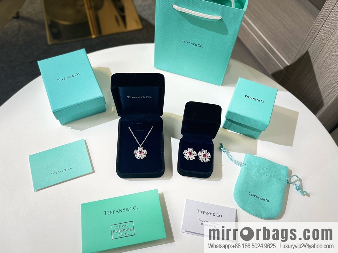 New ☑️ Tiffany & Co. Tiffany & Co. Clover Ruby necklace stud earrings