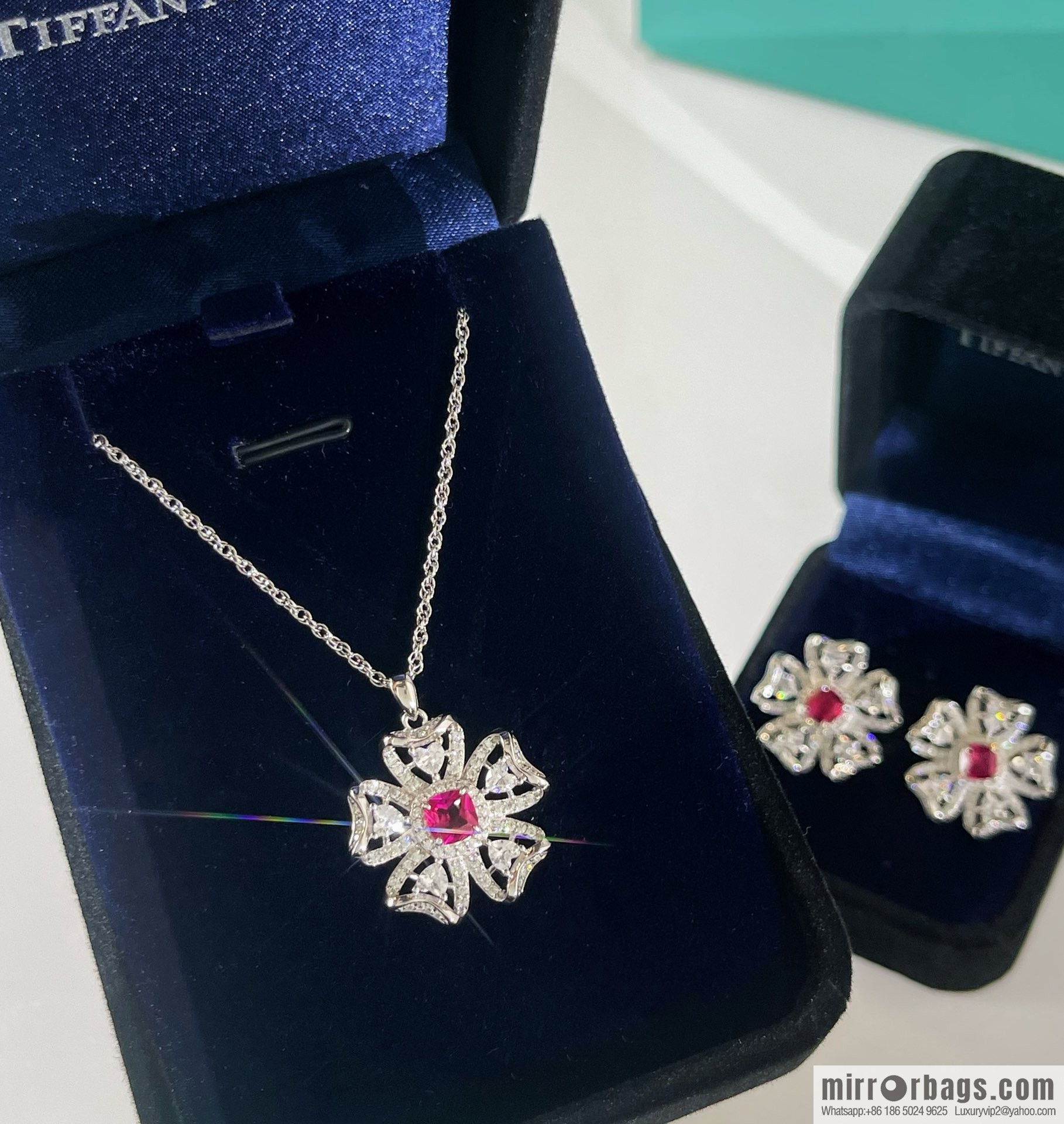 New ☑️ Tiffany & Co. Tiffany & Co. Clover Ruby necklace stud earrings