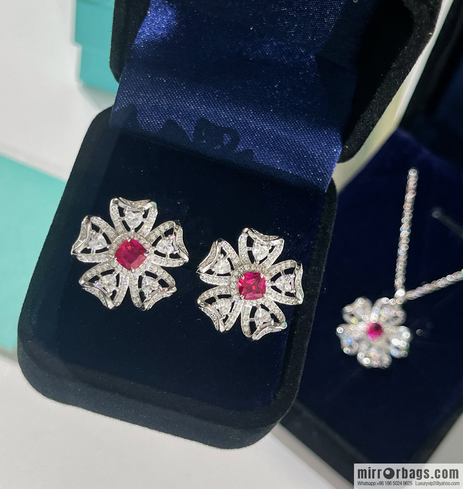 New ☑️ Tiffany & Co. Tiffany & Co. Clover Ruby necklace stud earrings